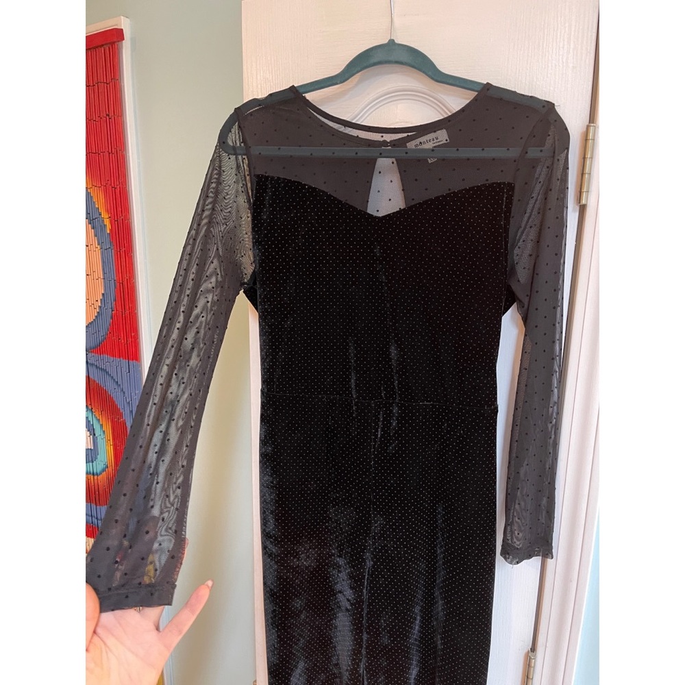Sweetheart Neckline Velvet Jumpsuit with Sheer Arms